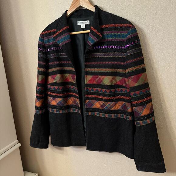Vintage Y2K Coldwater Creek Jacket Blazer Multicolor Mixed Media Women sz 14 VTG - Picture 3 of 13